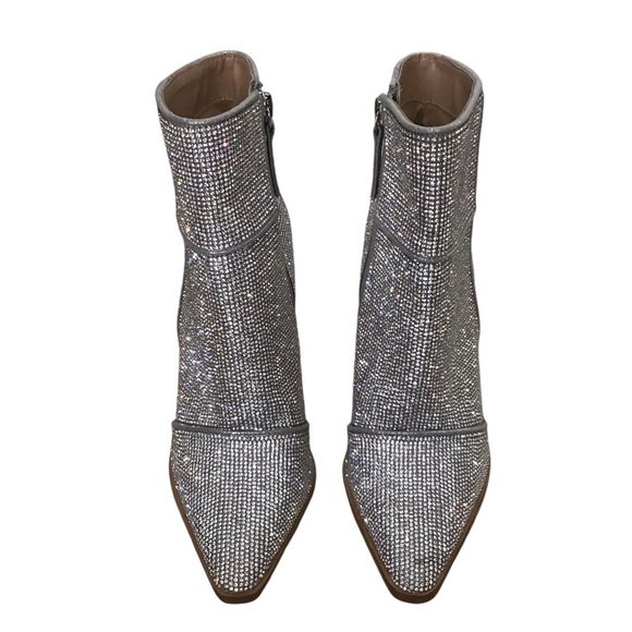 AQUA Women’s Valry Snip Toe Rhinestone Stretch High Heel Booties - Picture 13 of 16